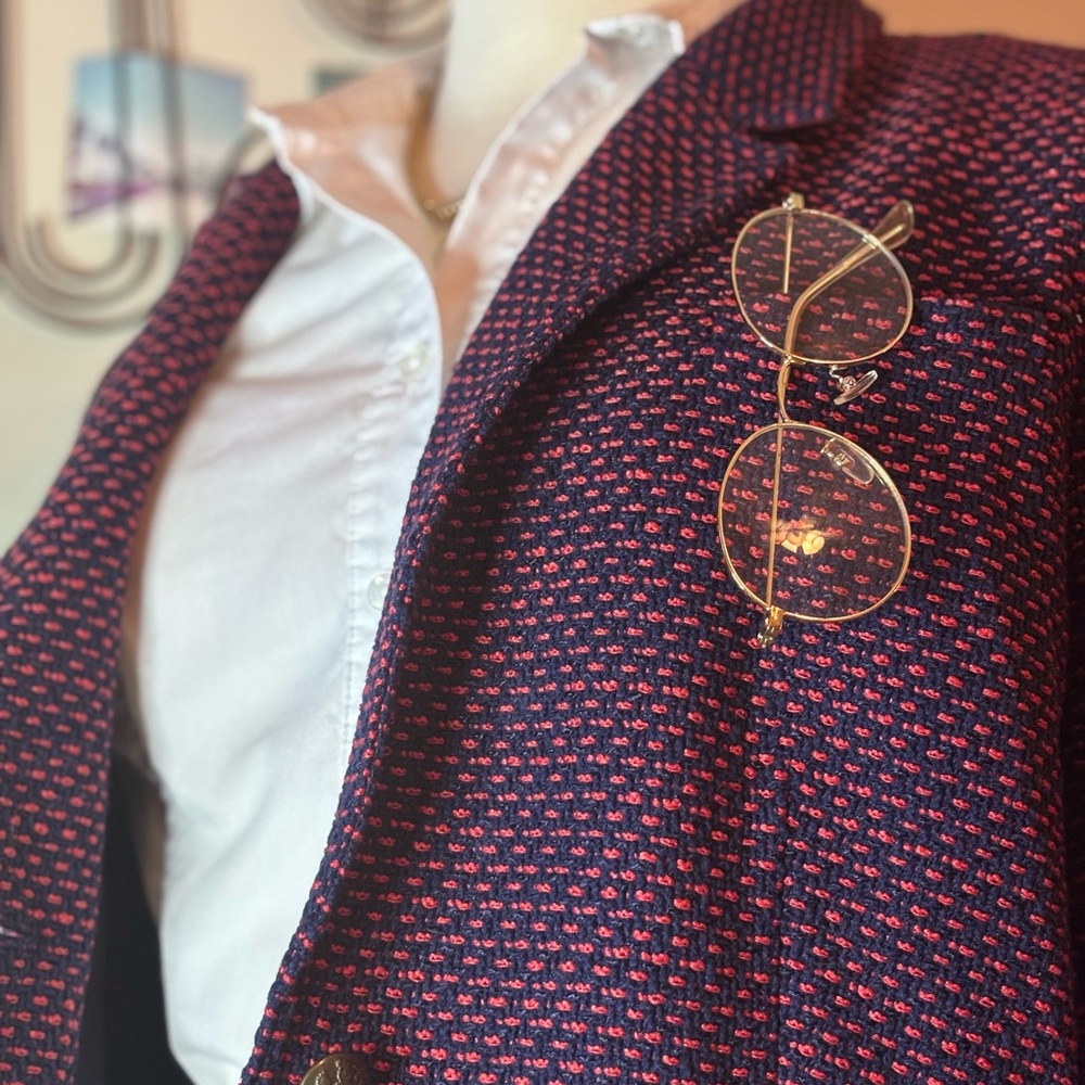 Women's Red and Blue Textured Jacket